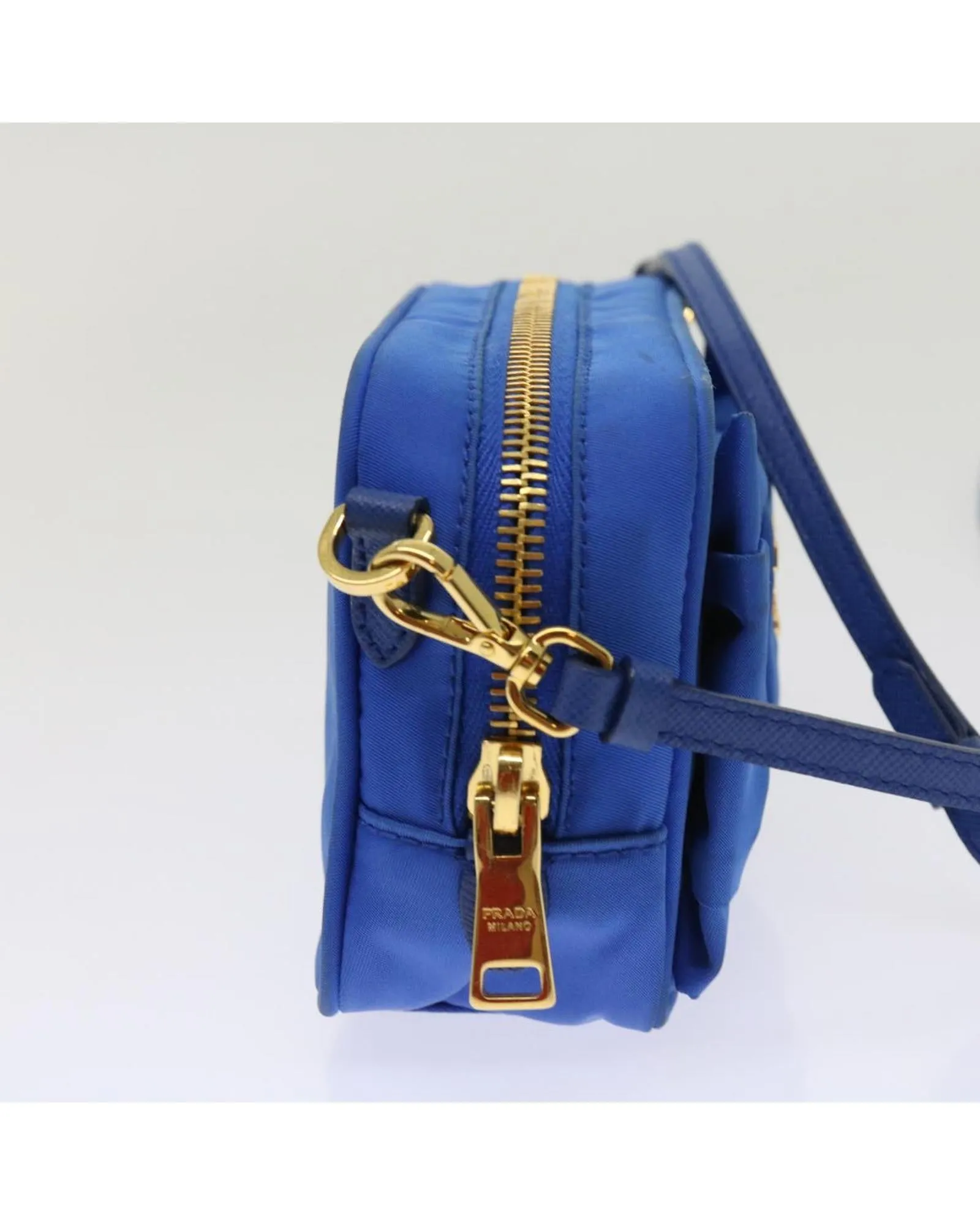 Blue Nylon Shoulder Bag with Adjustable Strap by Italian Fashion House
