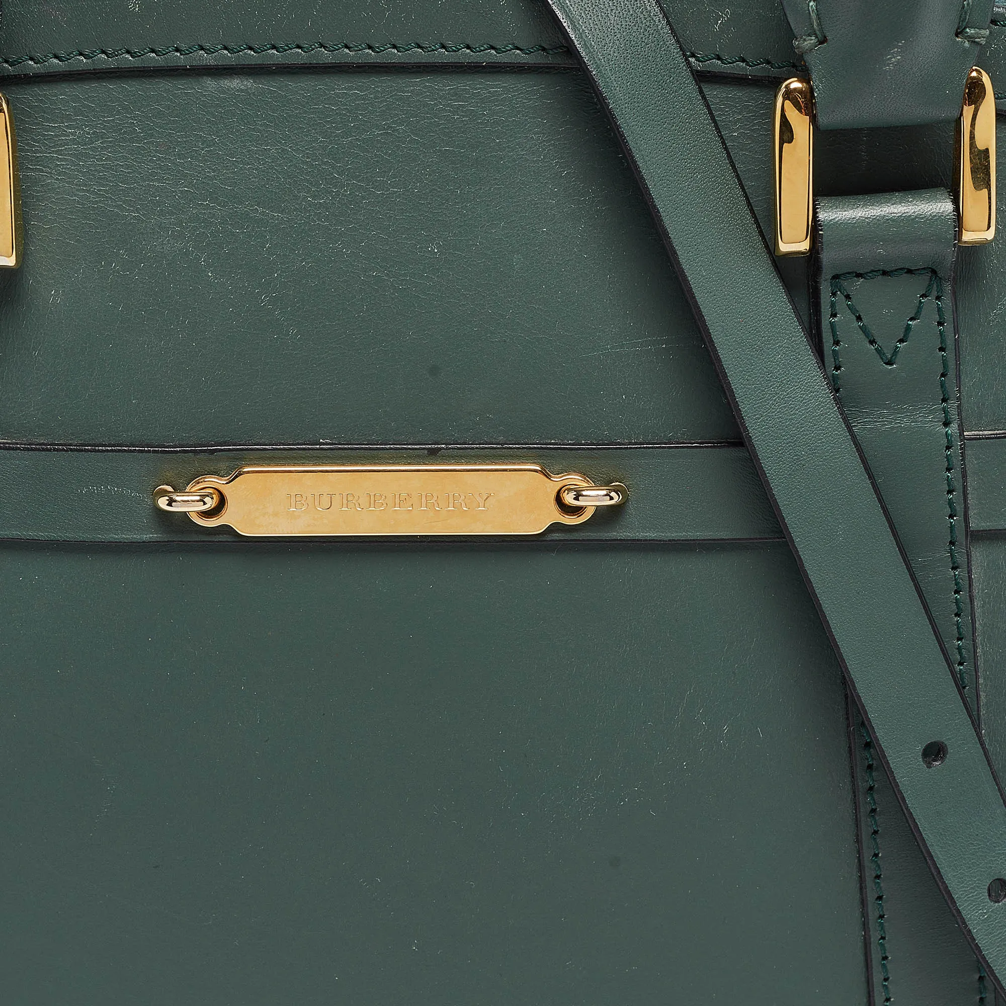 BURBERRY Green Leather Orchard Bowler Bag