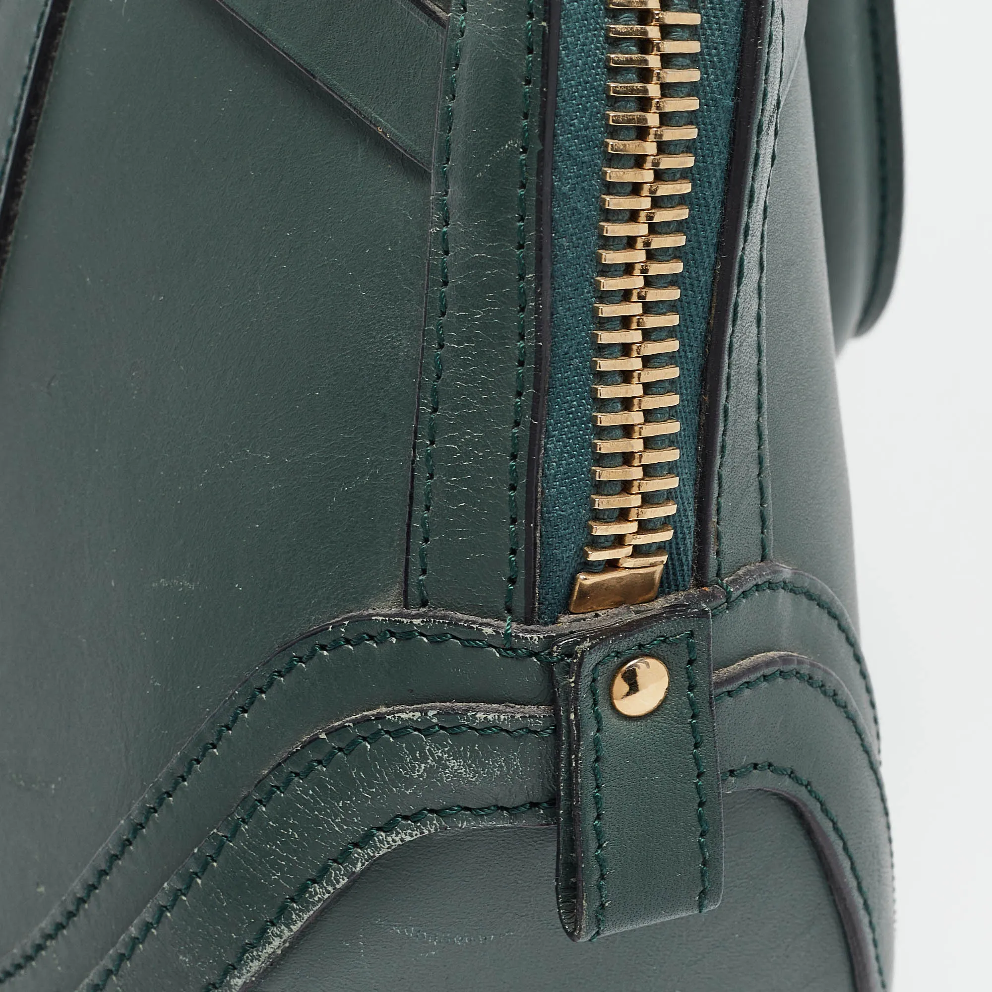 BURBERRY Green Leather Orchard Bowler Bag