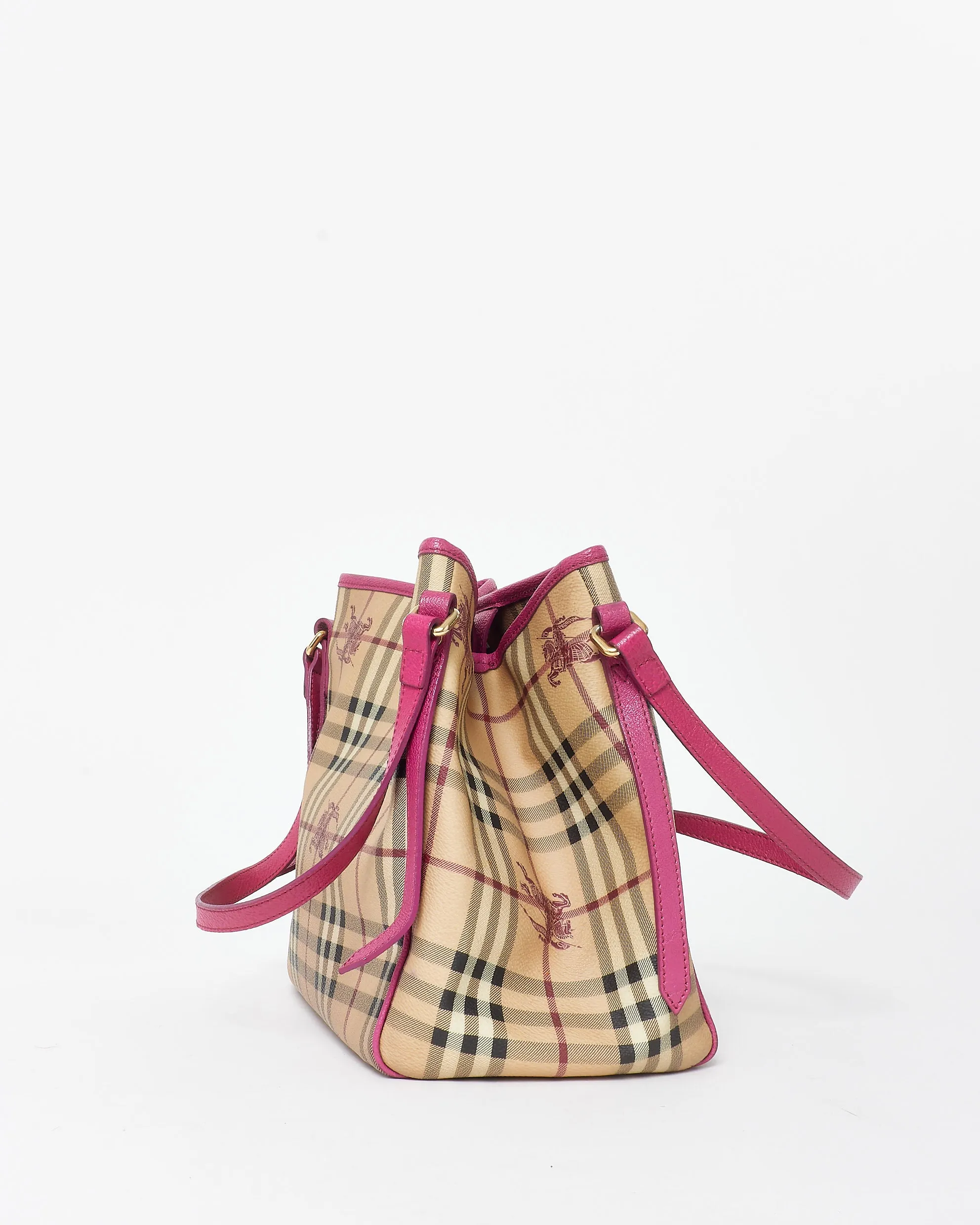 Burberry Haymarket Check Coated Canvas & Pink Canterbury Bag