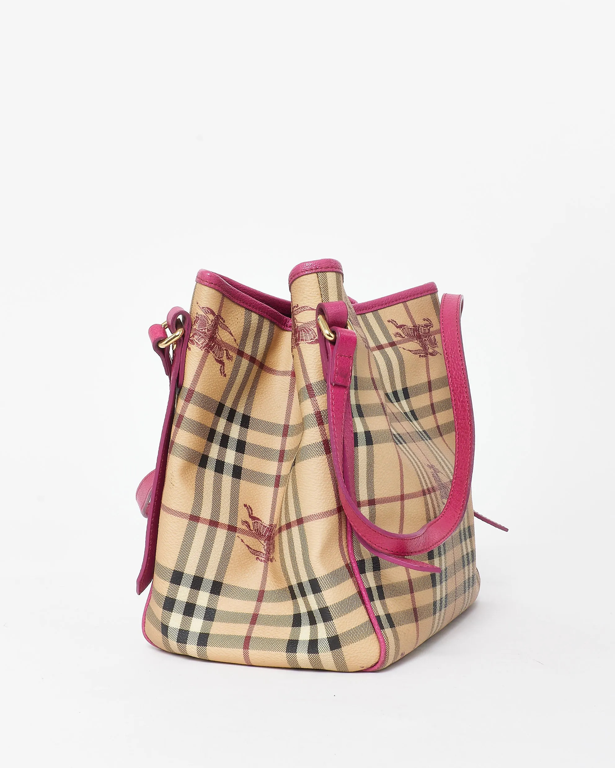 Burberry Haymarket Check Coated Canvas & Pink Canterbury Bag