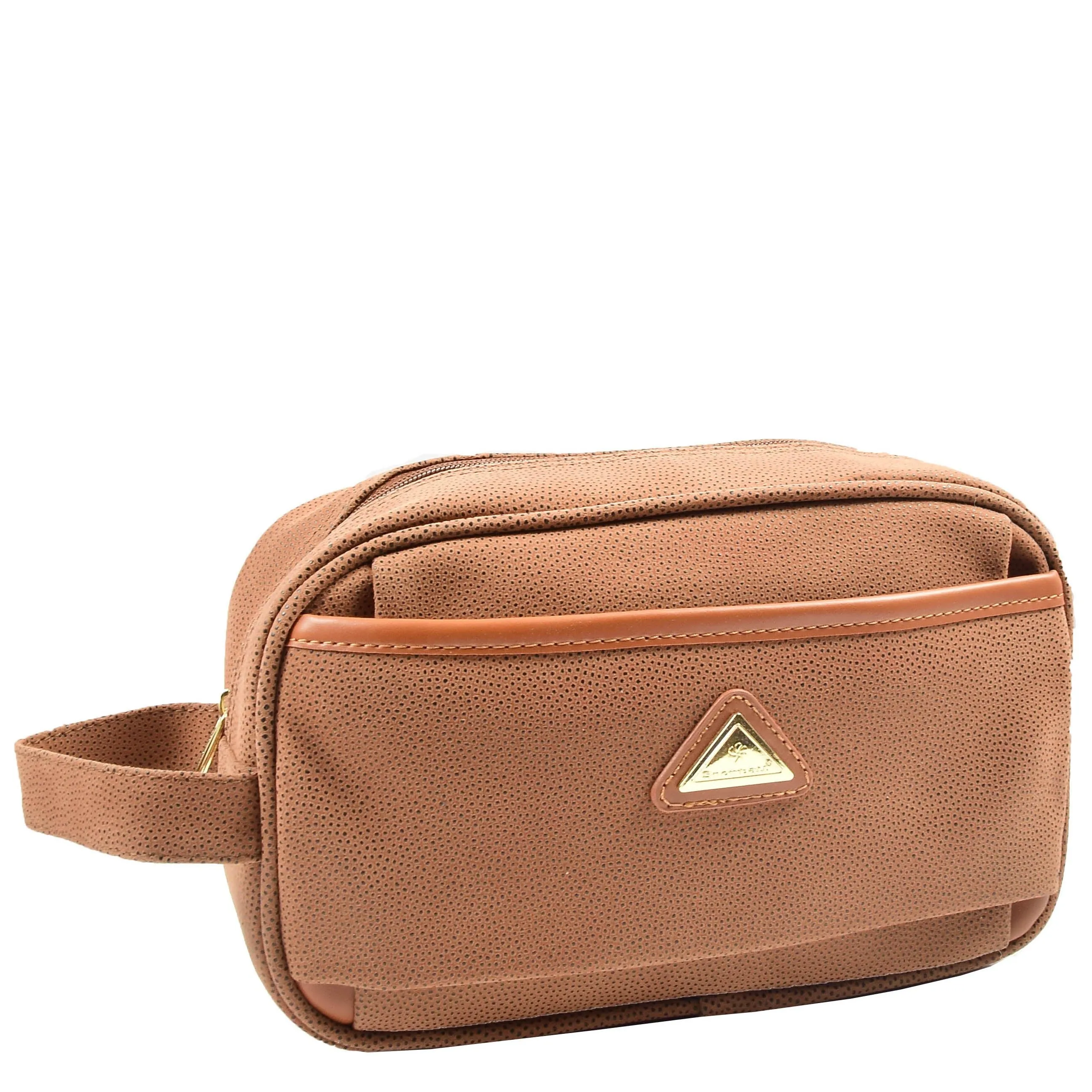 DR625 Toiletry Wash Faux Leather Wrist Bag Camel