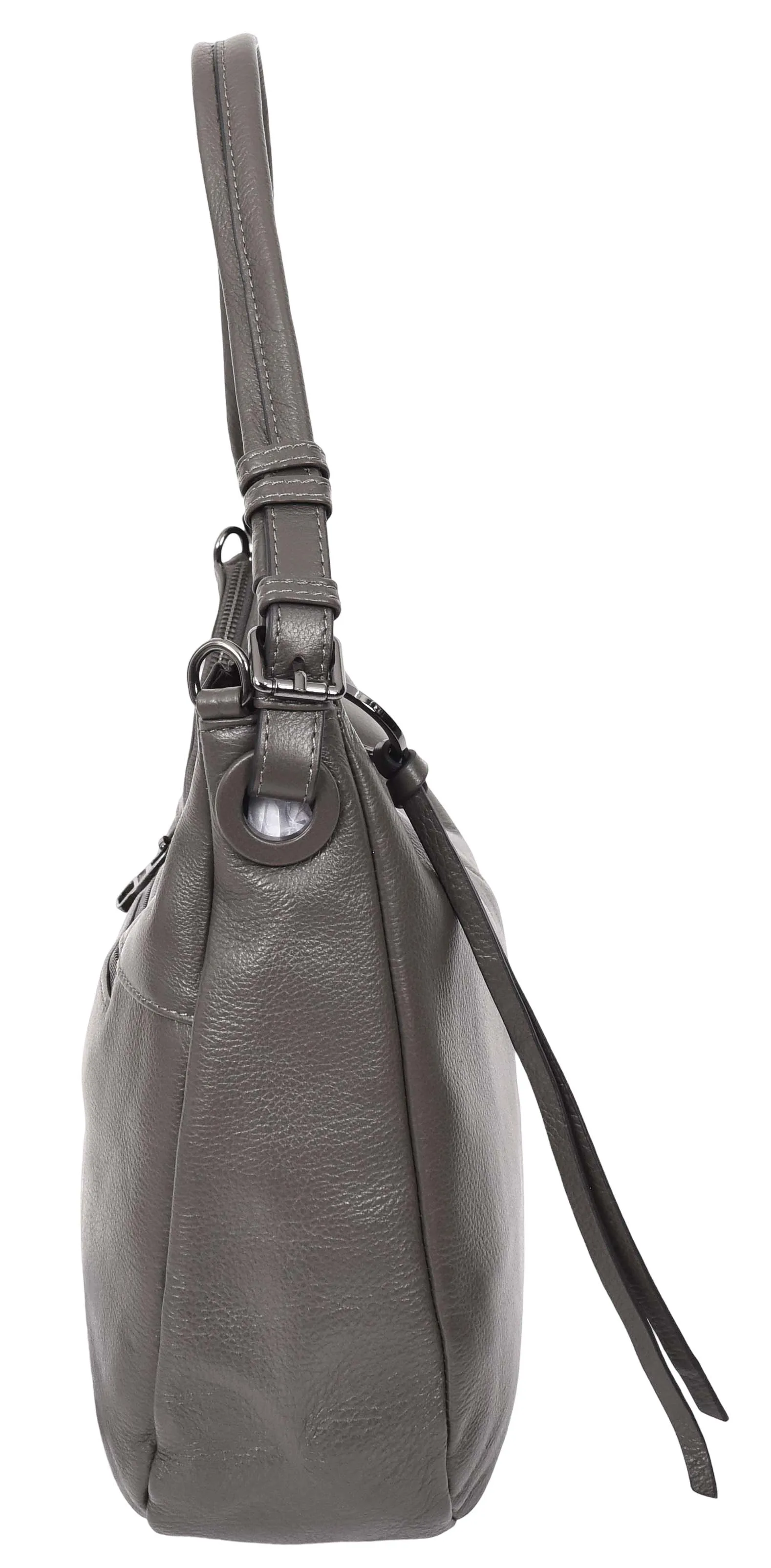 Ottawa Women's Genuine Leather Hobo Style Shoulder Handbag Grey