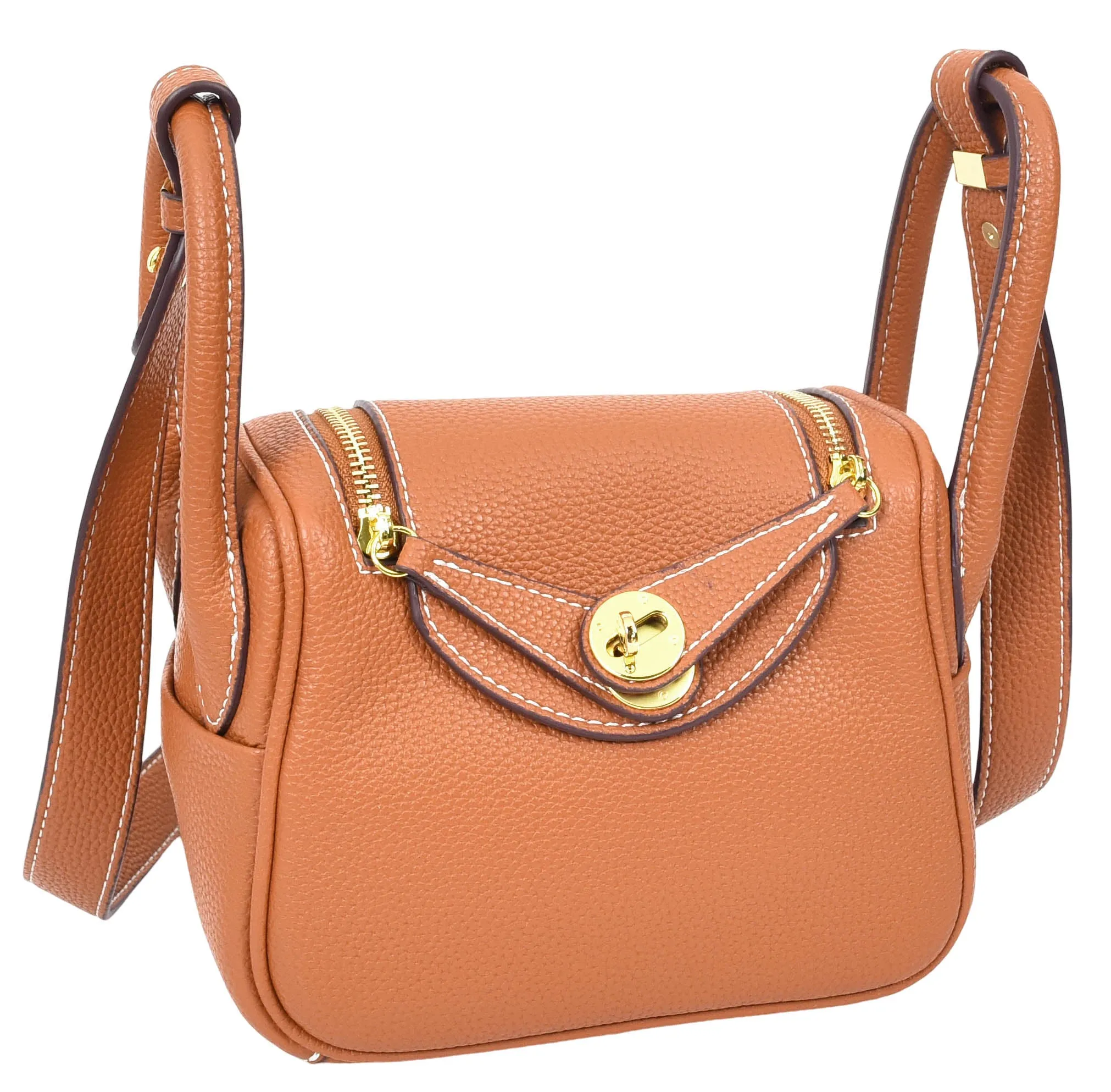 Regina Women's Faux Leather Mini Shoulder Strap Bag Brown
