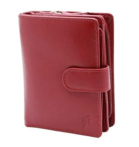 STARHIDE Women Genuine Leather Clutch Wallet with Id Window and Side Zipped Coin Pouch 5530